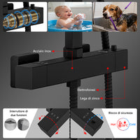 Colonne doccia nero, soffione doccia quadrato 20x20cm acciaio inox, miscelatore termostatico doccia rettangolo antiscottature