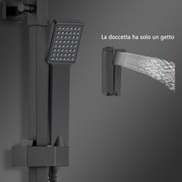 Colonne doccia nero, soffione doccia quadrato 20x20cm acciaio inox, miscelatore termostatico doccia rettangolo antiscottature