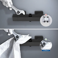 AICA Colonna Doccia con Miscelatore Termostatico, Rubinetto Doccia 28x4cm, Soffione Doccia in Acciaio Inox 20x20cm Nero