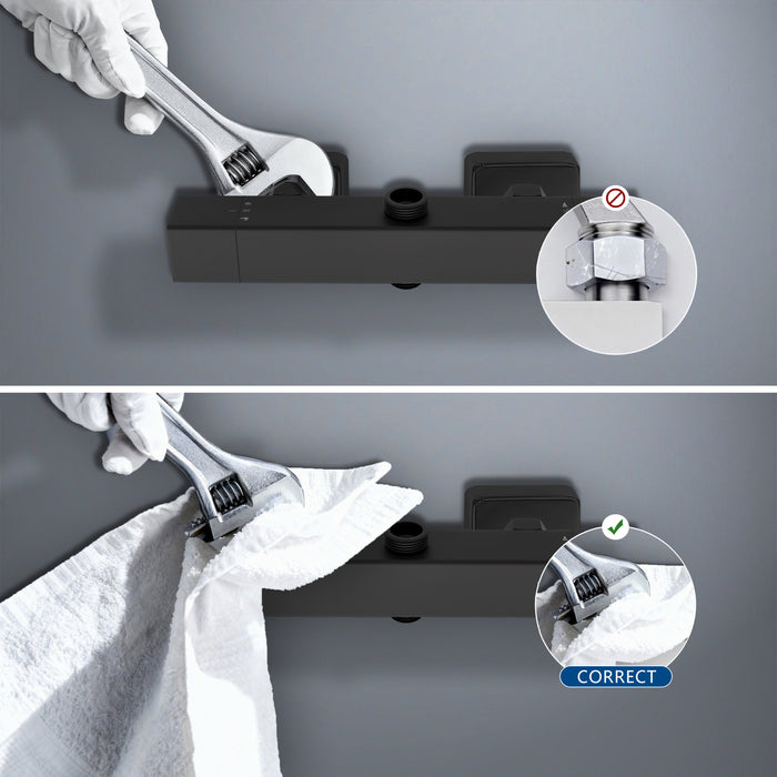 AICA Set Doccia Completo Nero con Soffione, Doccetta, Rubinetto e Saliscendi Quadrati, Miscelatore Termostatico Doccia