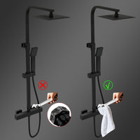 Colonne doccia nero, soffione doccia quadrato 20x20cm acciaio inox, miscelatore termostatico doccia rettangolo antiscottature