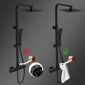 Colonne doccia nero, soffione doccia quadrato 20x20cm acciaio inox, miscelatore termostatico doccia rettangolo antiscottature