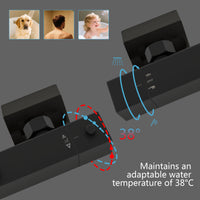 Colonna doccia termostatica, Aica ITALY soffione doccia 20*20CM, regolabile in altezza 75-115cm, set doccia con miscelatore, nero