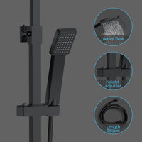 Colonna doccia termostatica, Aica ITALY soffione doccia 20*20CM, regolabile in altezza 75-115cm, set doccia con miscelatore, nero