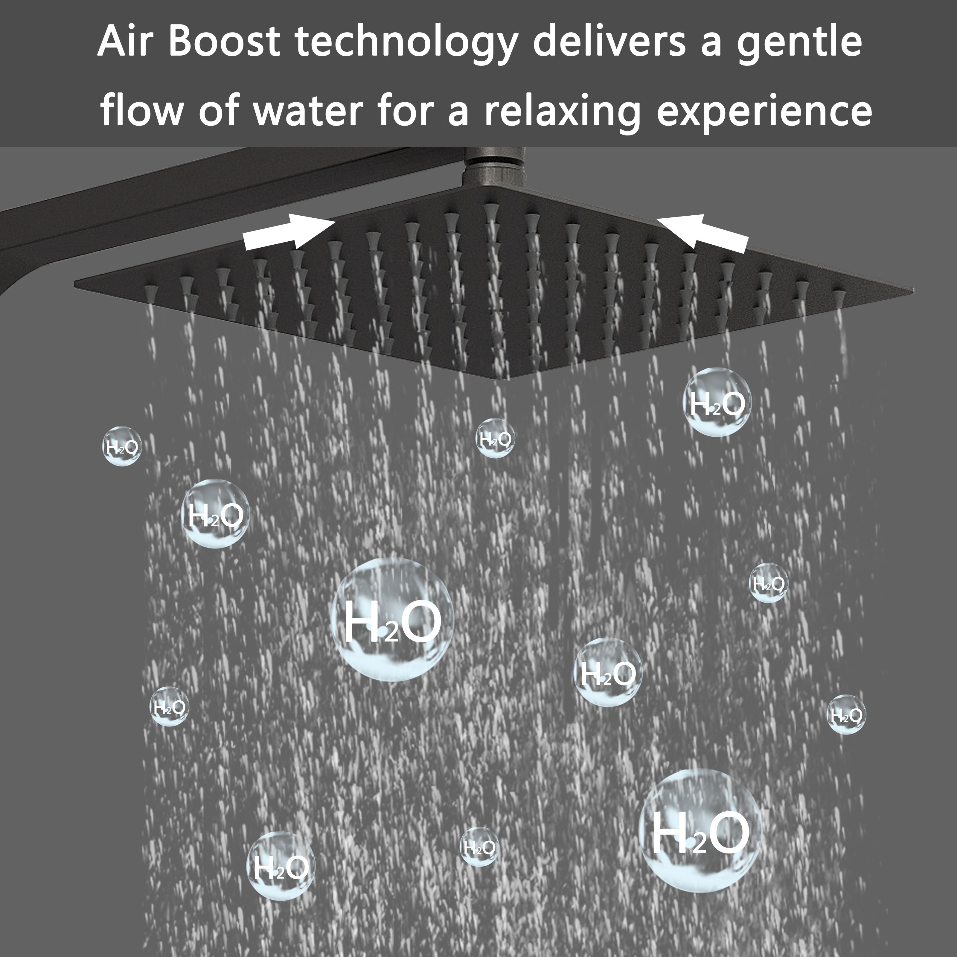 Colonna doccia termostatica, Aica ITALY soffione doccia 20*20CM, regolabile in altezza 75-115cm, set doccia con miscelatore, nero