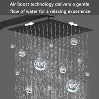 Colonna doccia termostatica, Aica ITALY soffione doccia 20*20CM, regolabile in altezza 75-115cm, set doccia con miscelatore, nero