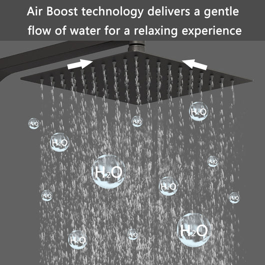 Colonna doccia termostatica, Aica ITALY soffione doccia 20*20CM, regolabile in altezza 75-115cm, set doccia con miscelatore, nero