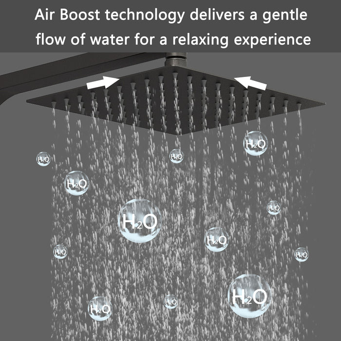 Colonna doccia termostatica, Aica ITALY soffione doccia 20*20CM, regolabile in altezza 75-115cm, set doccia con miscelatore, nero