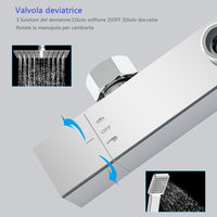 Miscelatore doccia termostatico con manopola in lega di zinco,colonna doccia soffione acciaio inox, cromato