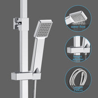 Colonna doccia termostatica, AICA ITALY soffione doccia 20*20CM, regolabile in altezza 75-115cm, set doccia con miscelatore, cromo