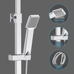 Colonna doccia termostatica, AICA ITALY soffione doccia 20*20CM, regolabile in altezza 75-115cm, set doccia con miscelatore, cromo