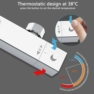 Colonna doccia termostatica, AICA ITALY soffione doccia 20*20CM, regolabile in altezza 75-115cm, set doccia con miscelatore, cromo