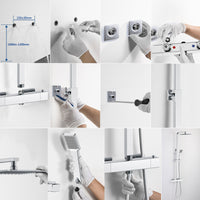 AICA ITALY Sistema Doccia con Miscelatore Termostatico a 38℃ e Soffione Quadrato Altezza Regolabile 73-115cm Cromo