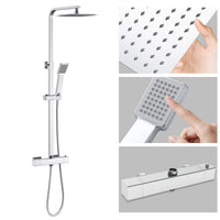 Colonne Doccia, AICA ITALY Colonna Doccia Termostatica, Colonna Doccia Studio con Grande Soffione 25x25cm, Cromo