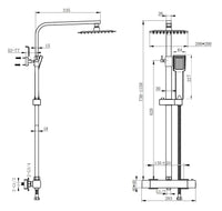 Colonna doccia termostatica, AICA ITALY soffione doccia 20*20CM, regolabile in altezza 75-115cm, set doccia con miscelatore, cromo