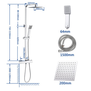 Miscelatore doccia termostatico con manopola in lega di zinco,colonna doccia soffione acciaio inox, cromato