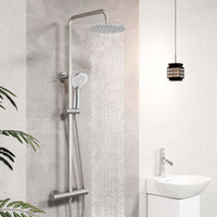 Colonna doccia termostatico finitura cromata, cartuccia in ottone, materiale inox AISI 304, rubinetteria bagno moderna