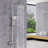 AICA Colonna doccia a ponte con soffione circolare 20x20cm, sistema doccia con miscelatore, cromato lucido