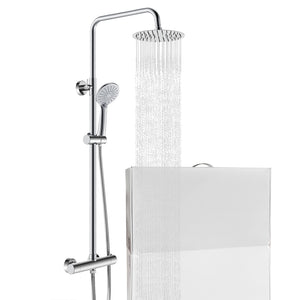 Colonna doccia con miscelatore termostatico, soffione doccia rotondo rotante 360°, cromo