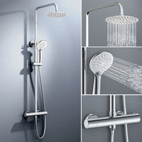 AICA ITALY Sistema Doccia con Miscelatore Termostatico a 38℃, Soffione Doccia Tondo in Acciaio Inox Altezza Regolabile 80-116cm Cromo