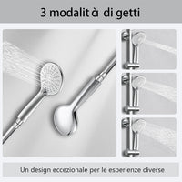 Kit doccia con miscelatore termostatico, soffione rotondo da 20cm, doccetta tonda 23x10.8cm, colonna doccia regolabile 75-125cm, cromo