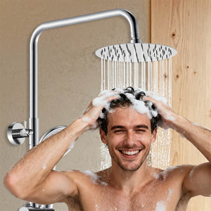 Colonna doccia con miscelatore termostatico, soffione doccia rotondo rotante 360°, cromo
