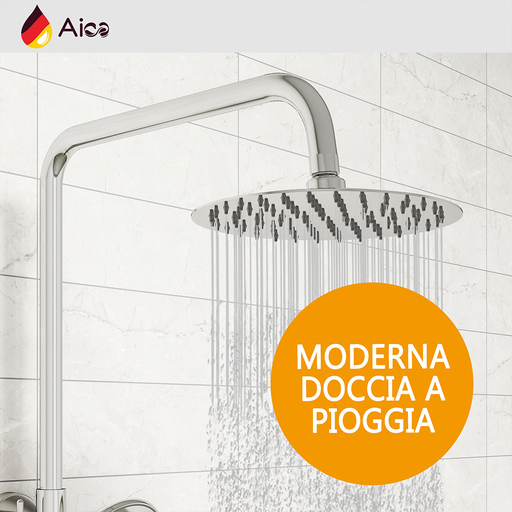 Colonna doccia con miscelatore termostatico, soffione doccia rotondo rotante 360°, cromo