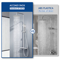 AICA ITALY Sistema Doccia con Miscelatore Termostatico a 38℃, Soffione Doccia Tondo in Acciaio Inox Altezza Regolabile 80-116cm Cromo