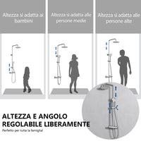 Kit doccia con miscelatore termostatico, soffione rotondo da 20cm, doccetta tonda 23x10.8cm, colonna doccia regolabile 75-125cm, cromo