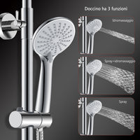 Colonne doccia cromo, soffione doccia rotondo da 25cm acciaio inox, miscelatore termostatico doccia tondo antiscottature
