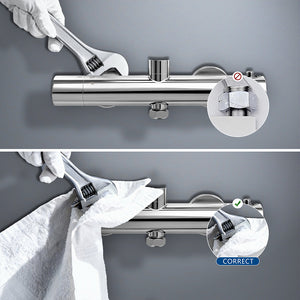 colonna doccia rotonda completo di miscelatore termostatico cilindro, soffione rotondo 20x20cm, cromo