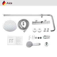 Colonna doccia con miscelatore termostatico, soffione doccia rotondo rotante 360°, cromo