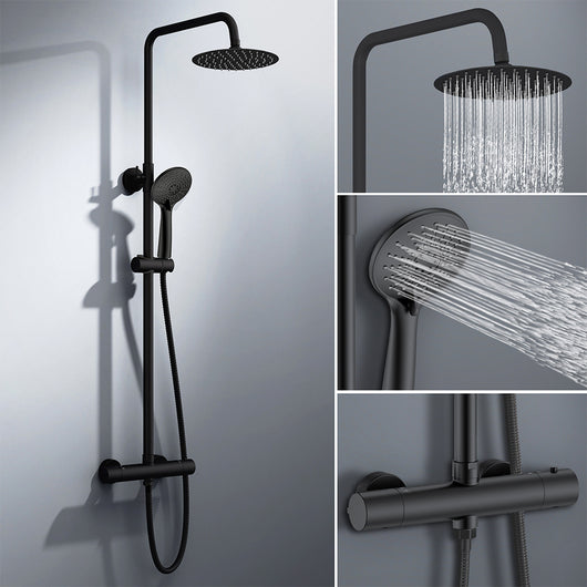 AICA ITALY Sistema Doccia con Miscelatore Termostatico a 38℃, Colonna Doccia Tondo in Acciaio Inox Altezza Regolabile 85-125cm Cromo