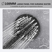 Kit doccia con miscelatore termostatico, soffione quadrato 20x20cm, doccetta tonda 23x10.8cm, colonna doccia regolabile 75-125cm, nero