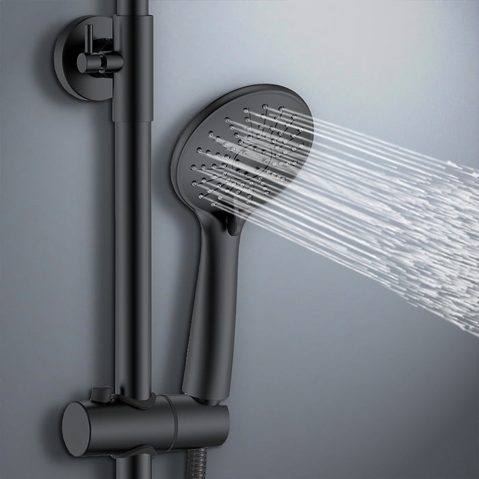 colonna doccia rotonda completo di miscelatore termostatico cilindro, soffione rotondo 20x20cm, nero