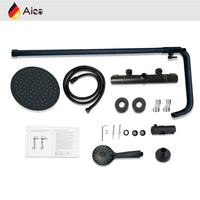 Colonna doccia con miscelatore termostatico, soffione doccia rotondo rotante 360°, nero