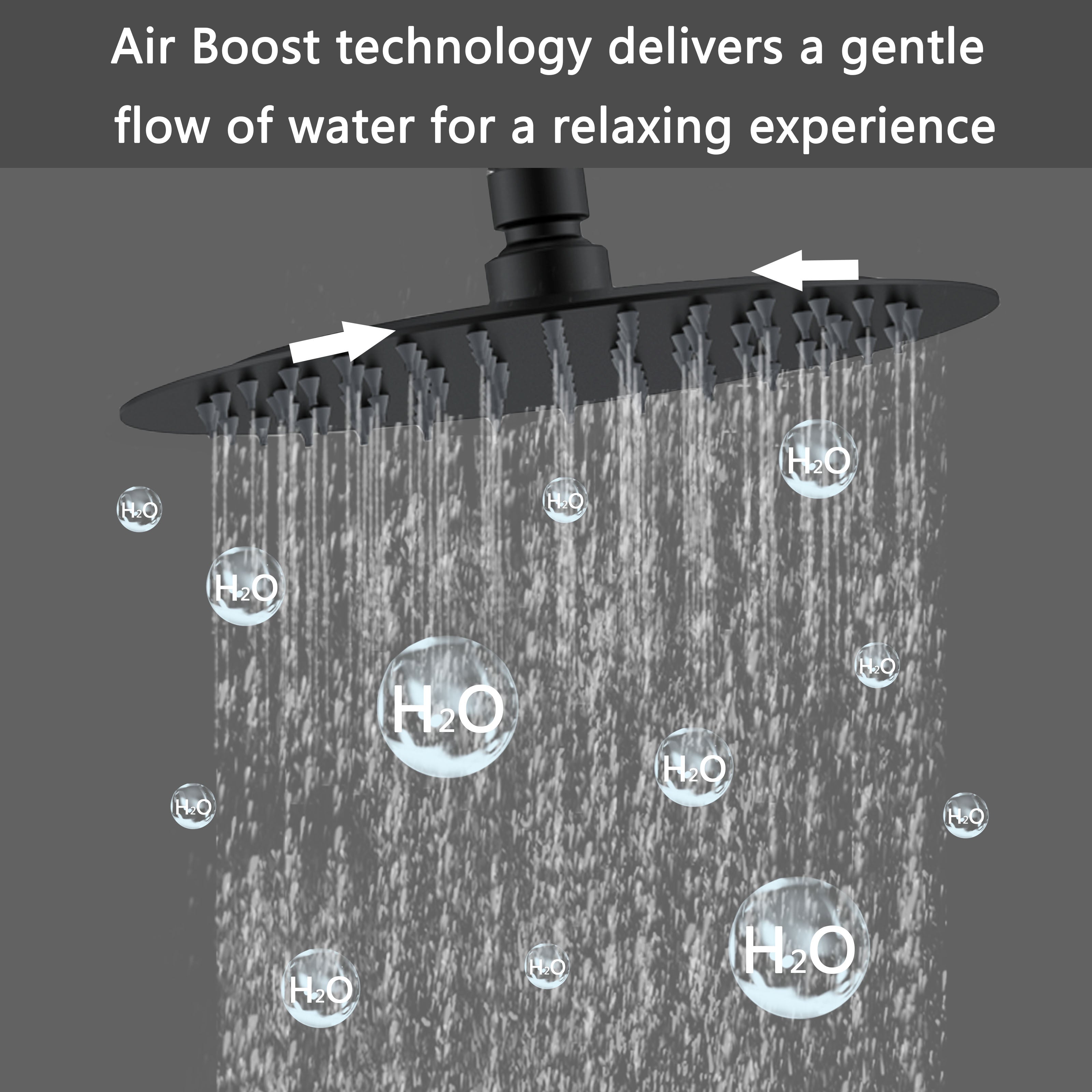 AICA Colonna doccia a ponte con soffione circolare 20x20cm, sistema doccia con miscelatore, nero opaco