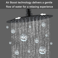 AICA Colonna doccia a ponte con soffione circolare 20x20cm, sistema doccia con miscelatore, nero opaco