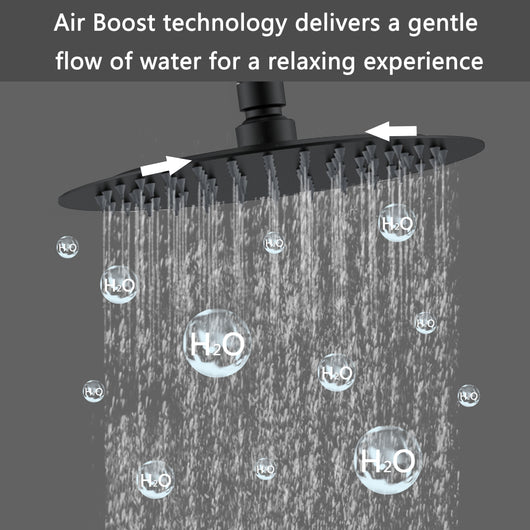 AICA Colonna doccia a ponte con soffione circolare 20x20cm, sistema doccia con miscelatore, nero opaco