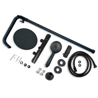 AICA Colonna doccia a ponte con soffione circolare 20x20cm, sistema doccia con miscelatore, nero opaco