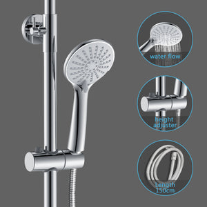 AICA Colonna doccia a ponte con soffione circolare 20x20cm, sistema doccia con miscelatore, cromato lucido