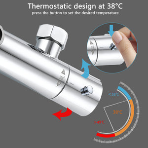 AICA Colonna doccia a ponte con soffione quadrato 20x20cm, sistema doccia con miscelatore, cromato lucido