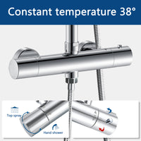 AICA Colonna doccia con miscelatore termostatico, rubinetto doccia cilindro 28x4cm, soffione doccia rotondo 25x25cm in acciaio inox cromato