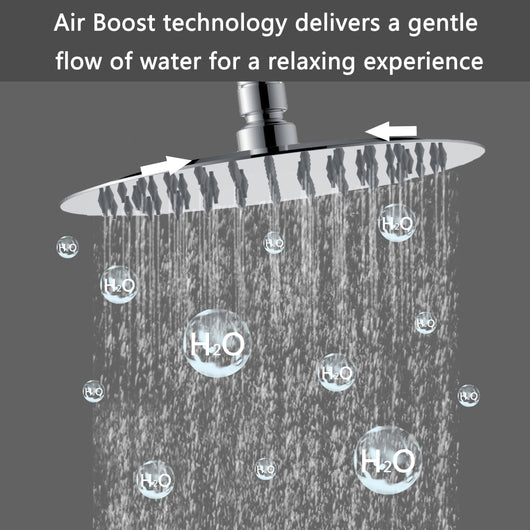 AICA Colonna doccia a ponte con soffione circolare 20x20cm, sistema doccia con miscelatore, cromato lucido