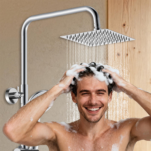 Colonna doccia con miscelatore termostatico, doccino rotondo 230x108mm con 3 modalità di getti, cromo