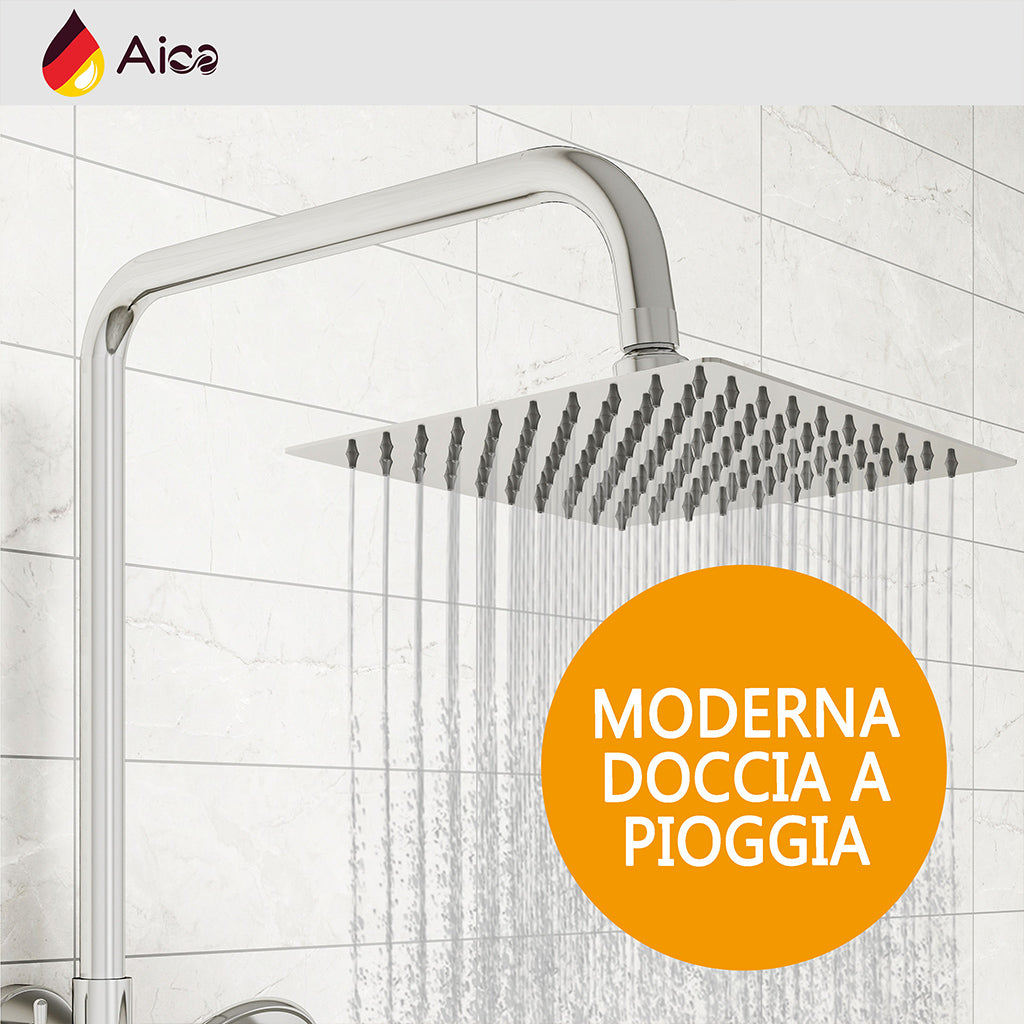 Colonna doccia con miscelatore termostatico, doccino rotondo 230x108mm con 3 modalità di getti, cromo