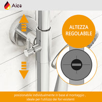 Colonna doccia con miscelatore termostatico, doccino rotondo 230x108mm con 3 modalità di getti, cromo