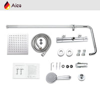 Colonna doccia con miscelatore termostatico, doccino rotondo 230x108mm con 3 modalità di getti, cromo