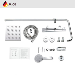 Colonna doccia con miscelatore termostatico, doccino rotondo 230x108mm con 3 modalità di getti, cromo