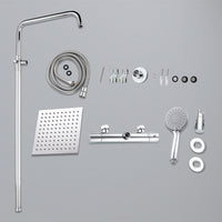 colonna doccia rotonda completo di miscelatore termostatico cilindro, soffione quadrato 20x20cm, cromo